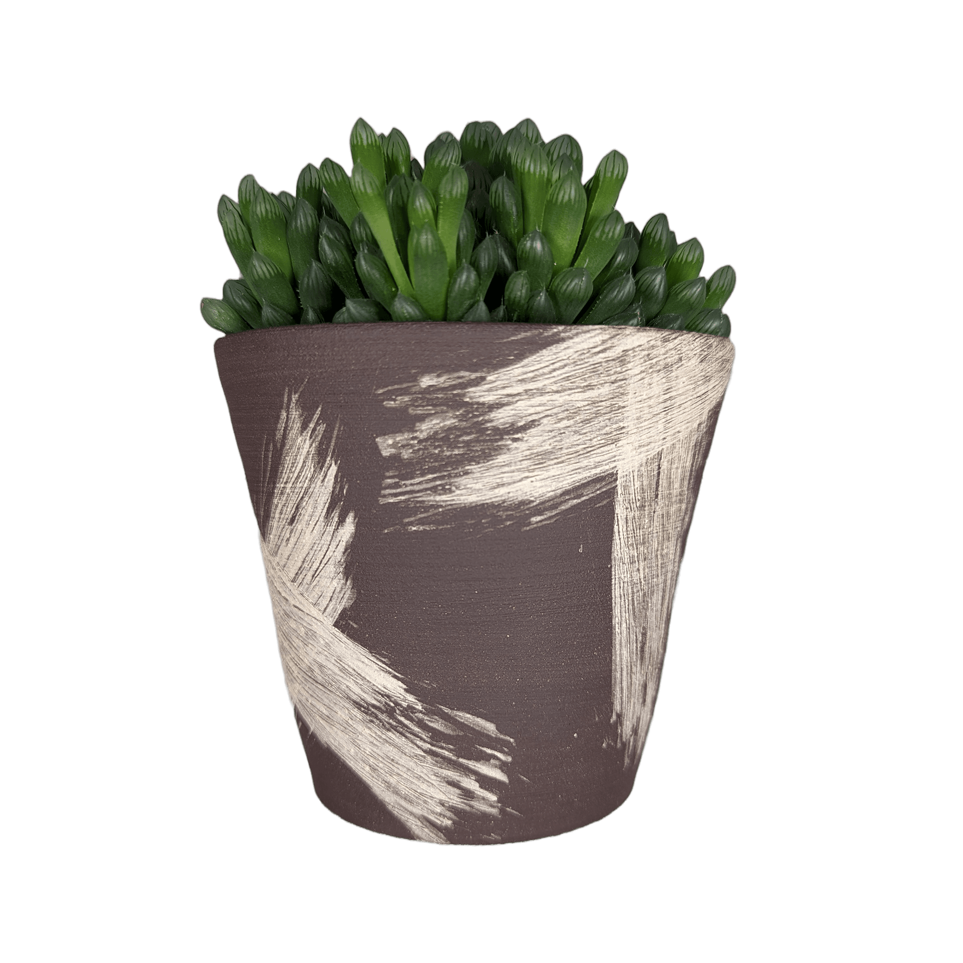 medium plant pot, large brush marks - Mud and Plants
